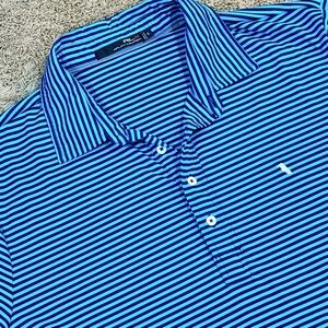RLX Ralph Lauren Polo Shirt Mens Size XLarge Blue Striped Performance Golf XL
